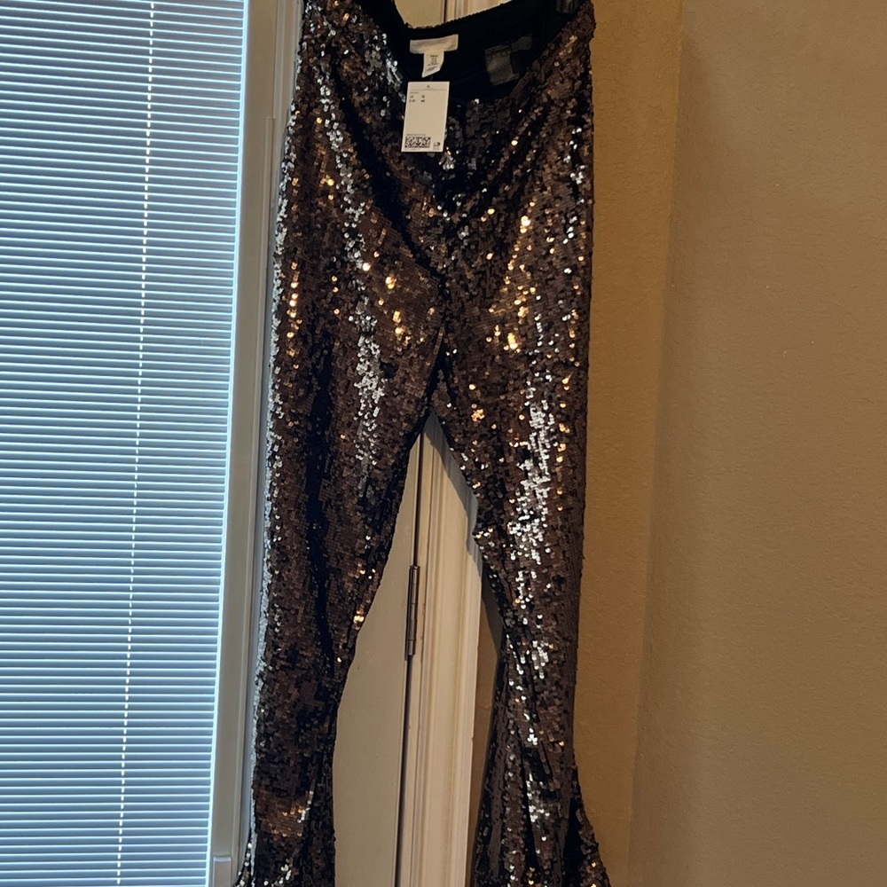 H&M Sequin Pants in Black and Gold